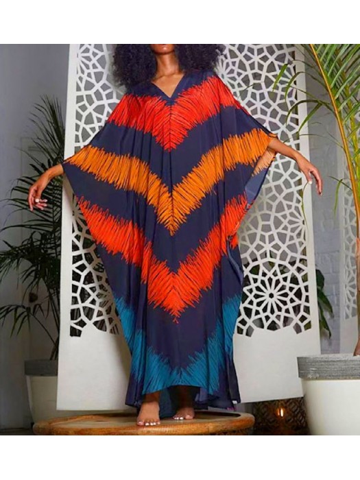 Copricostume Caftano Lungo Donna Mare Multicolor Woman Boho Chic Kaftan COV0267